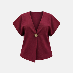 Burgundy V Neck Top
