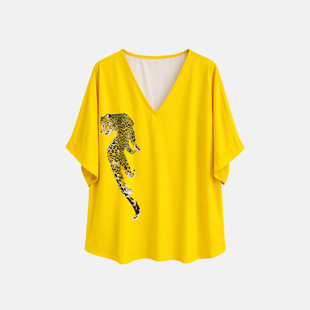 Vibrant Yellow V Neck Second Hand Blouse
