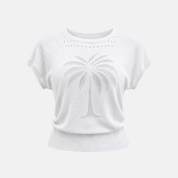 White Palm Tree Knit
