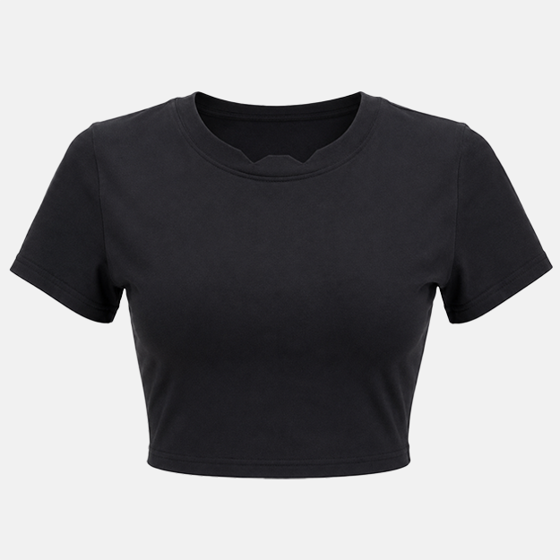 Black Short Sleeve Crop T Shirt