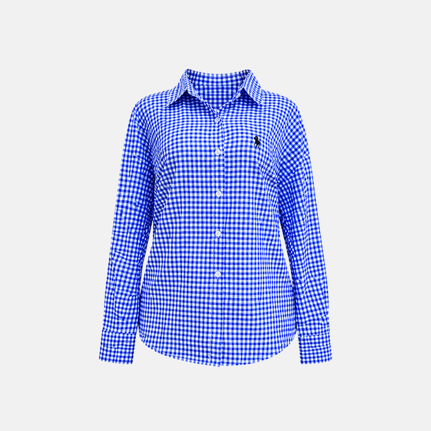 Blue & White Checkered Button