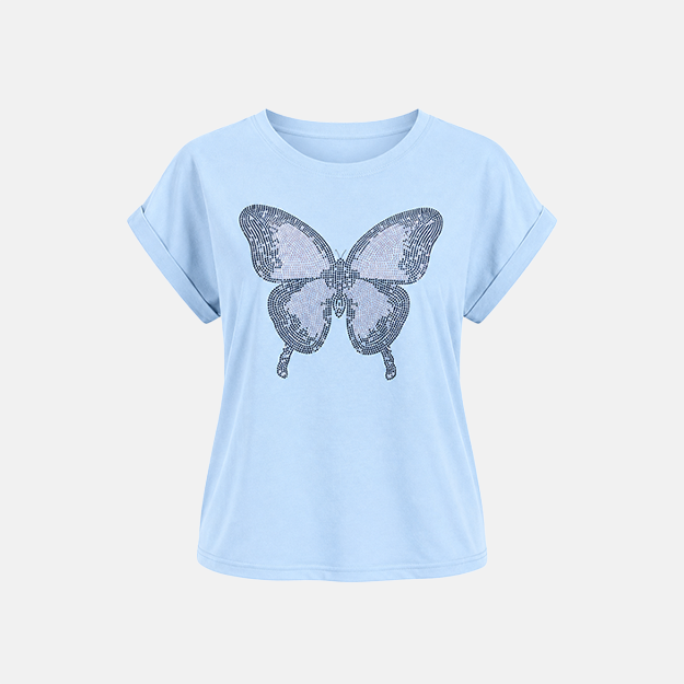 Light Blue Butterfly Embellished