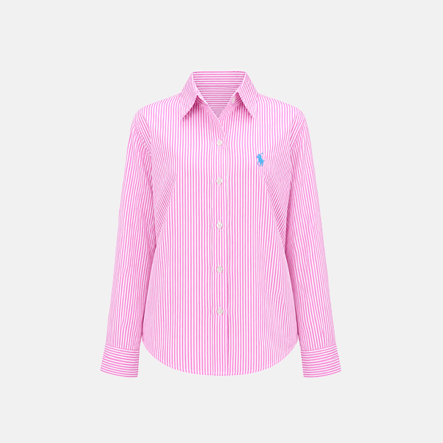 Pink White Striped Long Sleeve Shirt